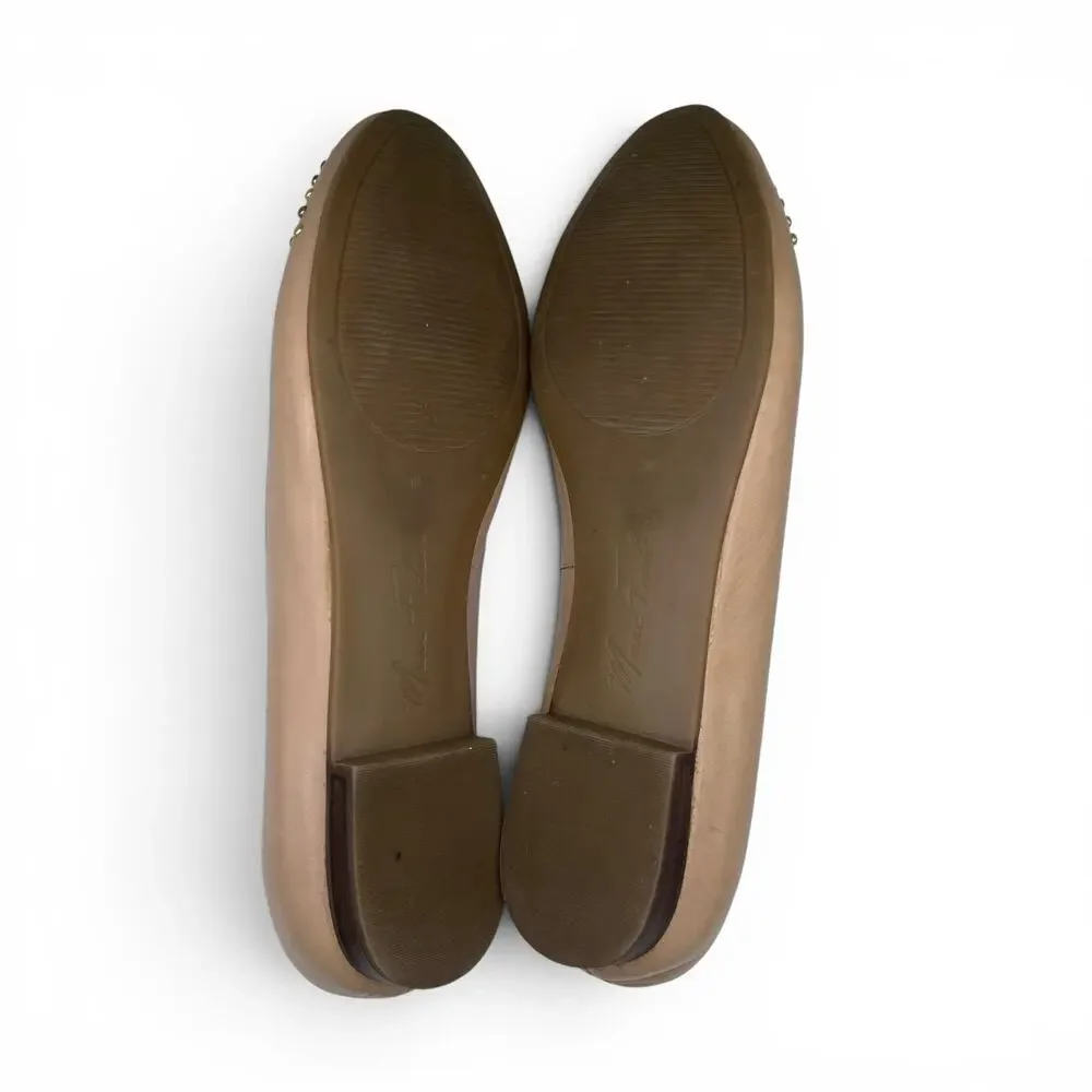 Marc Fisher Tan Studded Leather Surri Flats 9M Workwear Academia Casual Styling